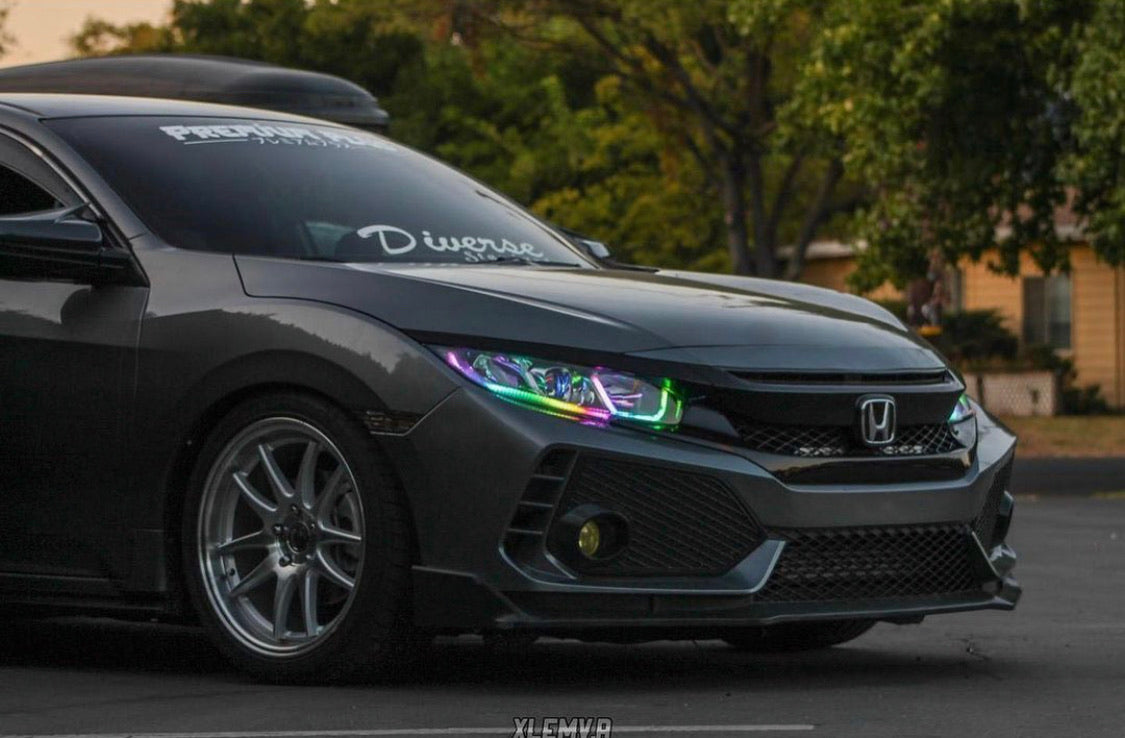 2016-2021 Honda Civic RGBW Color-Chasing LED DRL Tube Kit LED headlight kit AutoLEDTech Oracle Lighting Trendz Flow Series RGBHaloKits OneUpLighting Morimoto