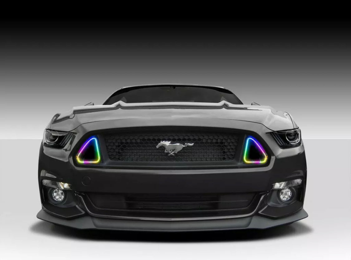 2015-2017 Ford Mustang GT Exterior LED Grill Lights LED headlight kit AutoLEDTech Oracle Lighting Trendz Flow Series RGBHaloKits OneUpLighting Morimoto
