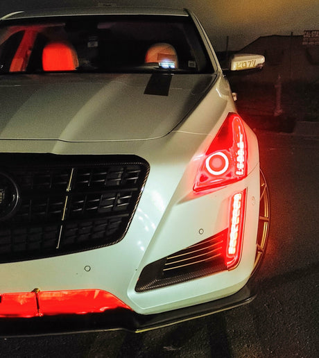 2014-2020 Cadillac CTS CTS-V RGBW Color-Chasing LED Halo + DRL Tube Kit LED headlight kit AutoLEDTech Oracle Lighting Trendz Flow Series RGBHaloKits OneUpLighting Morimoto