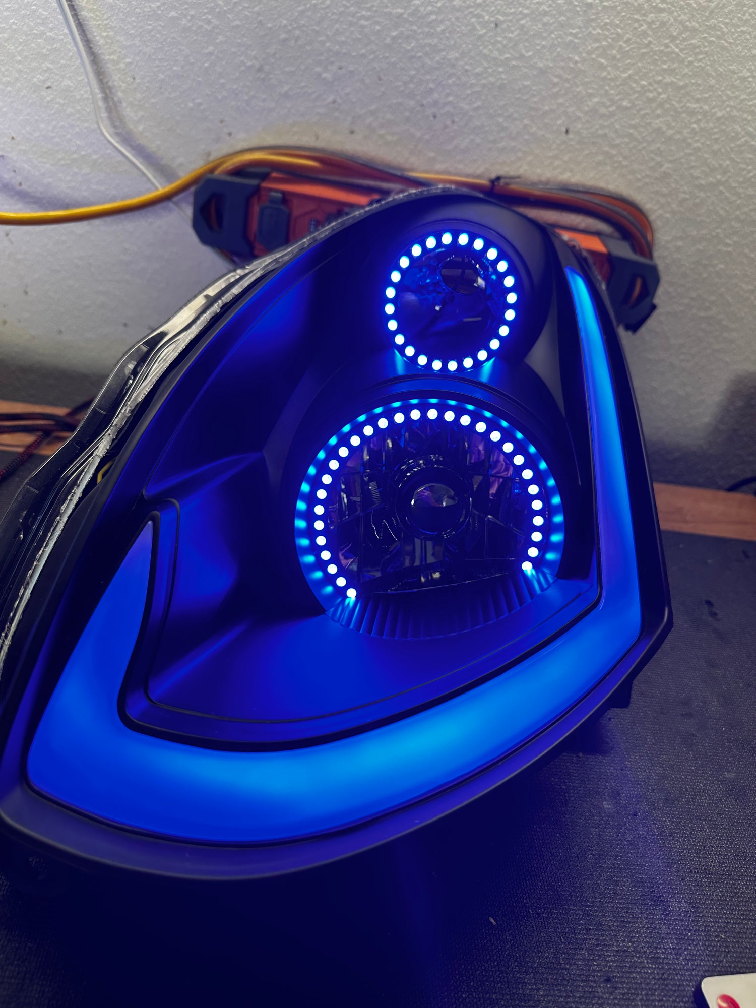 2003-2007 Infiniti G35 Coupe RGBW Color-Chasing LED Halo DRL Headlights - Flow Series LED headlight kit AutoLEDTech Oracle Lighting Trendz Flow Series RGBHaloKits OneUpLighting Morimoto