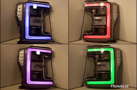 2017-2019 Ford F250 F350 Super Duty RGBW +A LED DRL Boards LED headlight kit AutoLEDTech Oracle Lighting Trendz Flow Series RGBHaloKits OneUpLighting Morimoto