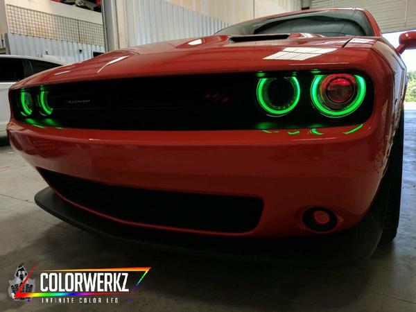 2015-2023 Dodge Challenger RGBW +A LED DRL Replacement Boards LED headlight kit AutoLEDTech Oracle Lighting Trendz Flow Series RGBHaloKits OneUpLighting Morimoto