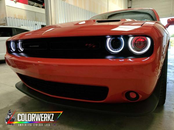 2015-2023 Dodge Challenger RGBW +A LED DRL Replacement Boards LED headlight kit AutoLEDTech Oracle Lighting Trendz Flow Series RGBHaloKits OneUpLighting Morimoto