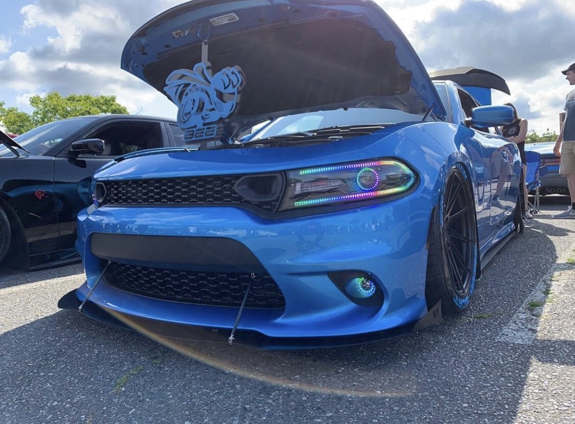2015-2023 Dodge Charger RGBW Color-Chasing Halo LED DRL Prebuilt Halo Headlights (Flow Series) LED headlight kit AutoLEDTech Oracle Lighting Trendz Flow Series RGBHaloKits OneUpLighting Morimoto
