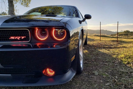 2008-2014 Dodge Challenger RGBW Color-Chasing LED Halo DRL Projector Headlights - 2015+ Style Design LED headlight kit AutoLEDTech Oracle Lighting Trendz Flow Series RGBHaloKits OneUpLighting Morimoto