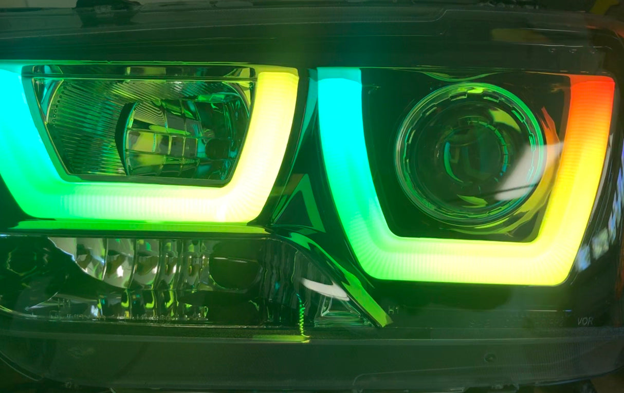 2011-2014 Dodge Charger Spec-D RGBW Color-Chasing LED DRL Boards LED headlight kit AutoLEDTech Oracle Lighting Trendz Flow Series RGBHaloKits OneUpLighting Morimoto