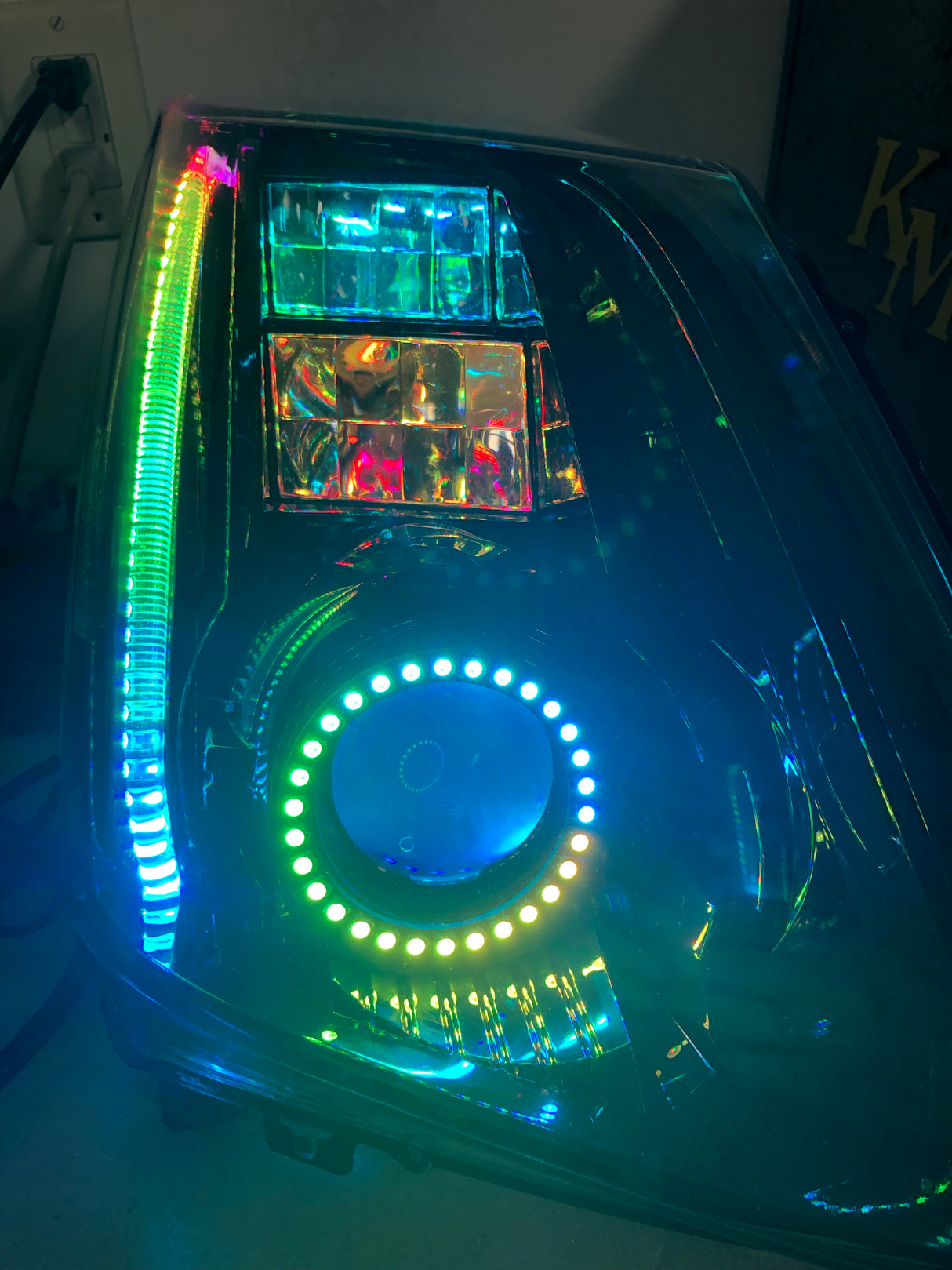 2008-2015 Cadillac CTS CTS-V RGBW Color-Chasing LED Halo DRL Kit LED headlight kit AutoLEDTech Oracle Lighting Trendz Flow Series RGBHaloKits OneUpLighting Morimoto