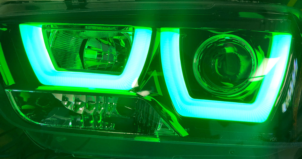 2011-2014 Dodge Charger Spec-D RGBW Color-Chasing LED DRL Boards LED headlight kit AutoLEDTech Oracle Lighting Trendz Flow Series RGBHaloKits OneUpLighting Morimoto