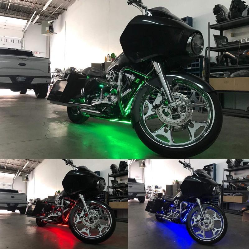 Motorcycle Cruiser Color-Chasing RGB LED Underbody 13-Piece Lighting Kit (Flow Series) LED headlight kit AutoLEDTech Oracle Lighting Trendz Flow Series RGBHaloKits OneUpLighting Morimoto