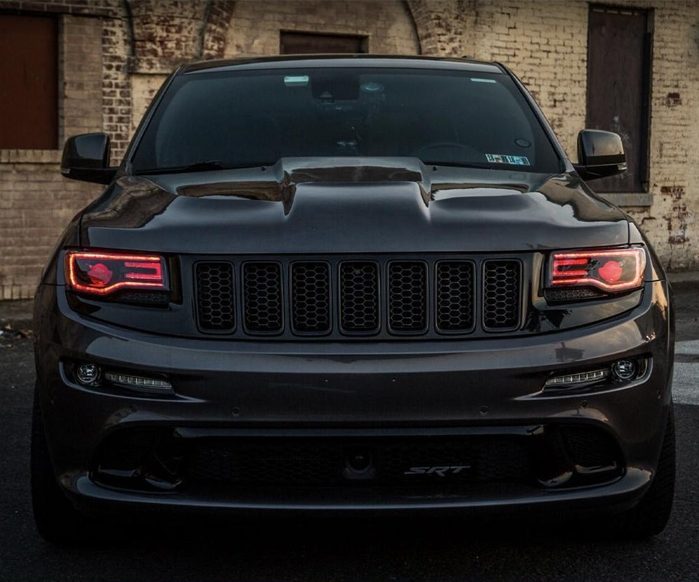 2011-2021 Jeep Grand Cherokee WK2 RGBW Color-Chasing LED DRL Replacement Headlights - Halogen to LED DRL HID Conversion LED headlight kit AutoLEDTech Oracle Lighting Trendz Flow Series RGBHaloKits OneUpLighting Morimoto