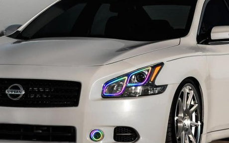 2013-2015 Nissan Altima RGBW Color-Chasing LED Halo Kit LED headlight kit AutoLEDTech Oracle Lighting Trendz Flow Series RGBHaloKits OneUpLighting Morimoto