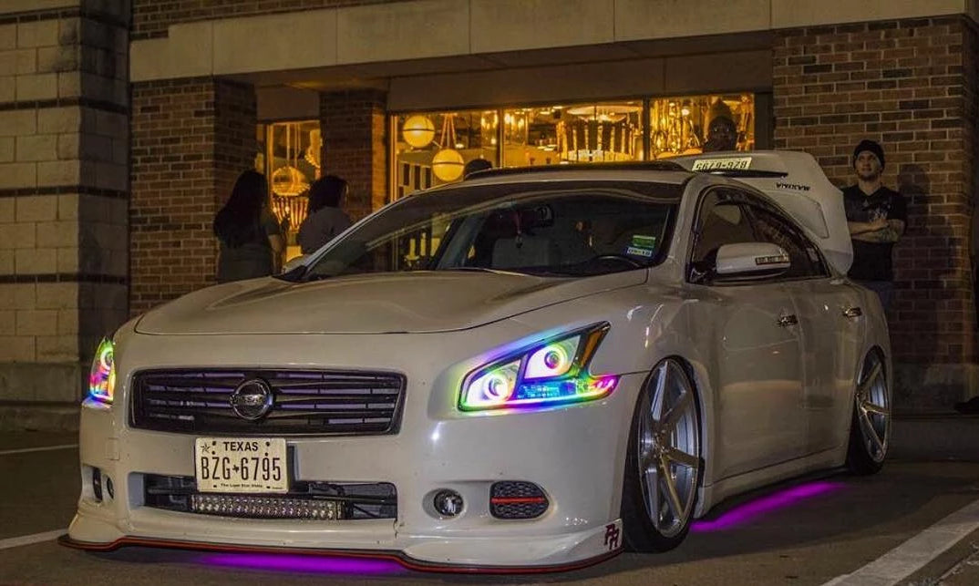 2009-2014 Nissan Maxima Color-Chasing Halo Kit LED headlight kit AutoLEDTech Oracle Lighting Trendz Flow Series RGBHaloKits OneUpLighting Morimoto