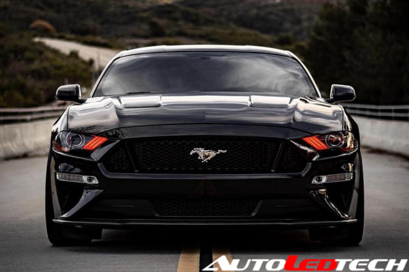 2018-2023 Ford Mustang RGBW Color-Chasing LED DRL Halo Prebuilt Headlights (Flow Series) LED headlight kit AutoLEDTech Oracle Lighting Trendz Flow Series RGBHaloKits OneUpLighting Morimoto