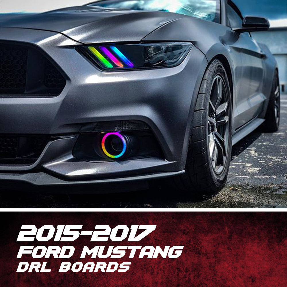 2015-2020 Ford Mustang RGBW Color-Chasing DRL Boards LED headlight kit AutoLEDTech Oracle Lighting Trendz Flow Series RGBHaloKits OneUpLighting Morimoto
