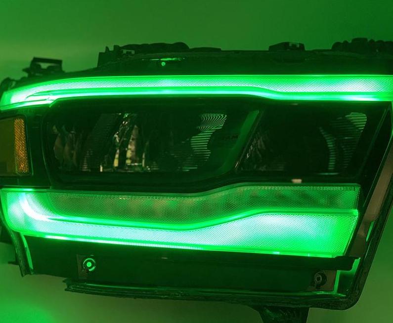 2019-2023 Ram 1500 Truck RGBW +A LED DRL Boards (Laramie Rebel Big Horn) LED headlight kit AutoLEDTech Oracle Lighting Trendz Flow Series RGBHaloKits OneUpLighting Morimoto