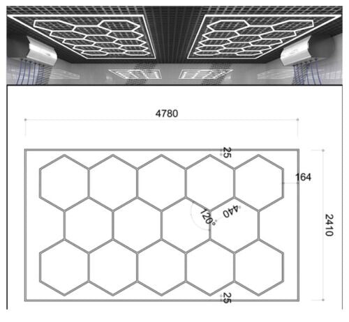 HexaGrid LED Ceiling Lighting System (Single Garage)