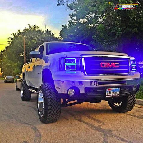 2007-2014 GMC Sierra 1500 2500HD RGBW Color-Chasing LED Halo Kit LED headlight kit AutoLEDTech Oracle Lighting Trendz Flow Series RGBHaloKits OneUpLighting Morimoto