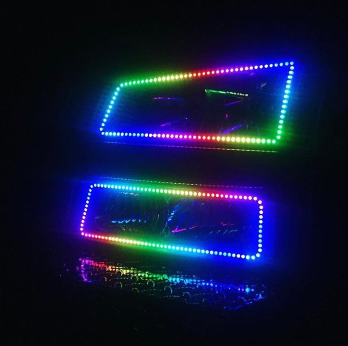 2003-2006 Chevrolet Silverado/Avalanche Prebuilt RGBW Color-Chasing LED Halo Headlights LED headlight kit AutoLEDTech Oracle Lighting Trendz Flow Series RGBHaloKits OneUpLighting Morimoto