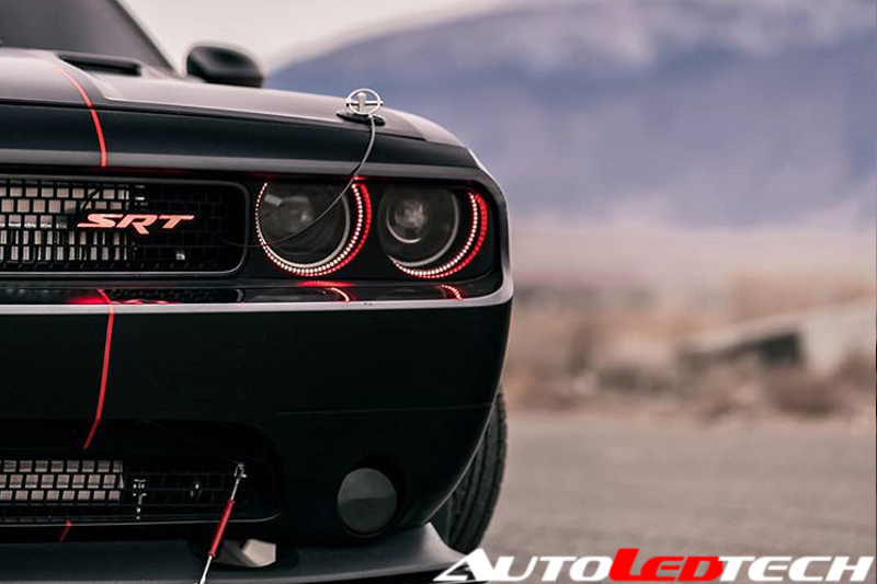 2008-2014 Dodge Challenger WATERPROOF RGBW Color-Chasing Exterior LED Easy Install Halo Kit (Flow Series) LED headlight kit AutoLEDTech Oracle Lighting Trendz Flow Series RGBHaloKits OneUpLighting Morimoto