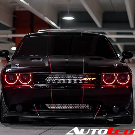 2008-2014 Dodge Challenger RGBW Color-Chasing LED Halo Kit LED headlight kit AutoLEDTech Oracle Lighting Trendz Flow Series RGBHaloKits OneUpLighting Morimoto