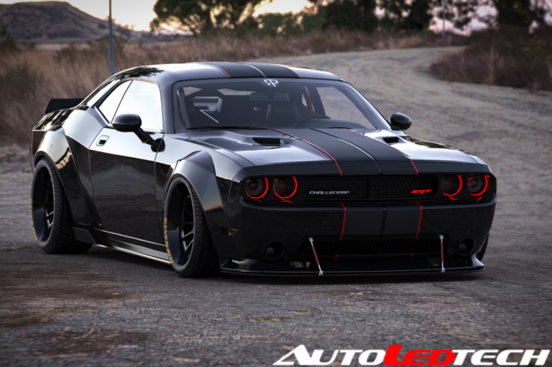 2008-2014 Dodge Challenger RGBW Color-Chasing LED Halo Kit LED headlight kit AutoLEDTech Oracle Lighting Trendz Flow Series RGBHaloKits OneUpLighting Morimoto