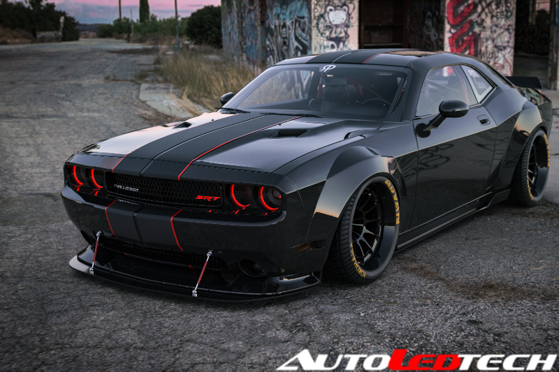 2008-2014 Dodge Challenger RGBW Color-Chasing LED Halo Kit LED headlight kit AutoLEDTech Oracle Lighting Trendz Flow Series RGBHaloKits OneUpLighting Morimoto