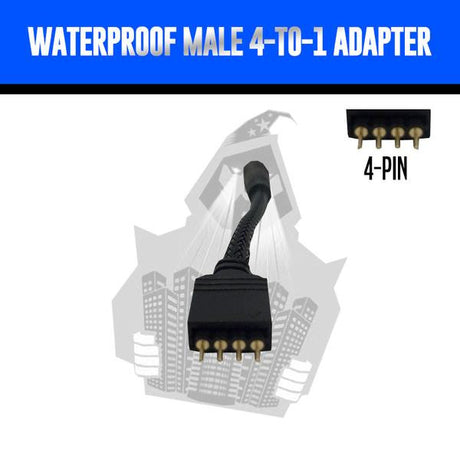 RGB Waterproof Male > 4-to-1 Adapter LED headlight kit AutoLEDTech Oracle Lighting Trendz Flow Series RGBHaloKits OneUpLighting Morimoto