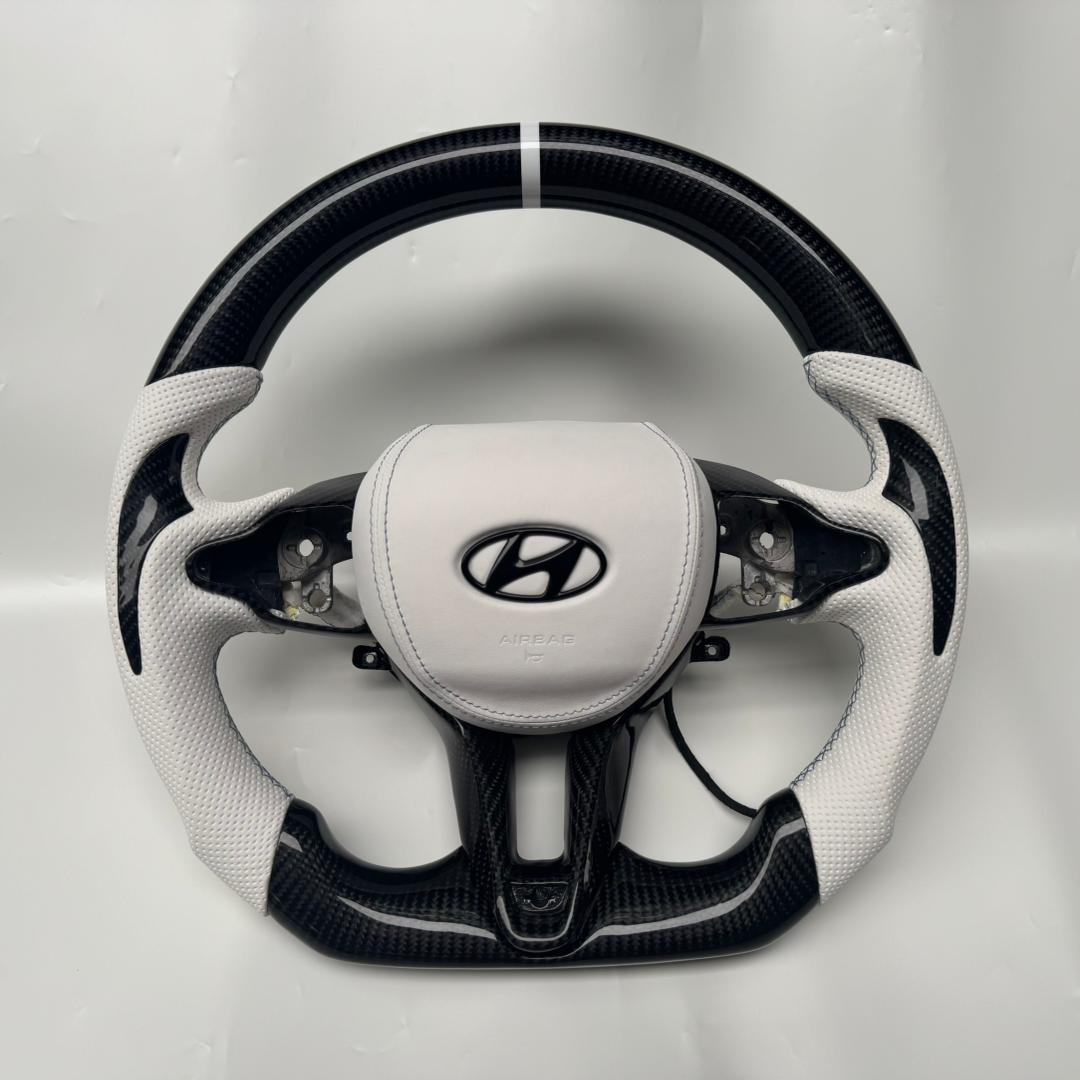 2019-2026+ Hyundai Veloster/Elantra N Custom Carbon Fiber Steering Wheel - AutoLEDTech.com
