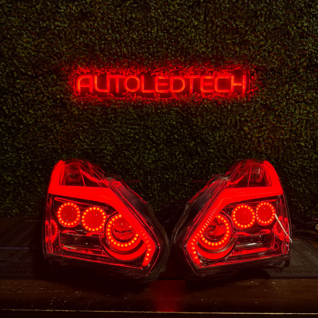 2009-2024 Nissan GTR R35 RGBW Flow Series LED DRL Halo Headlights - AutoLEDTech.com