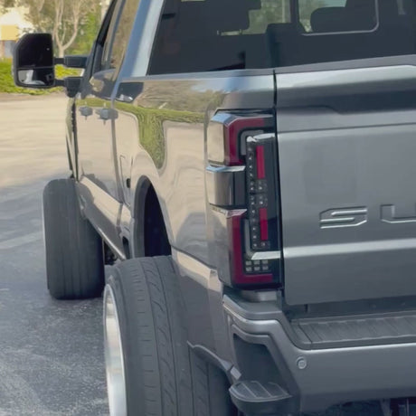 2023-2027+ Ford Super Duty Clear Smoked LED Tail Lights with Startup Sequence - AutoLEDTech.com