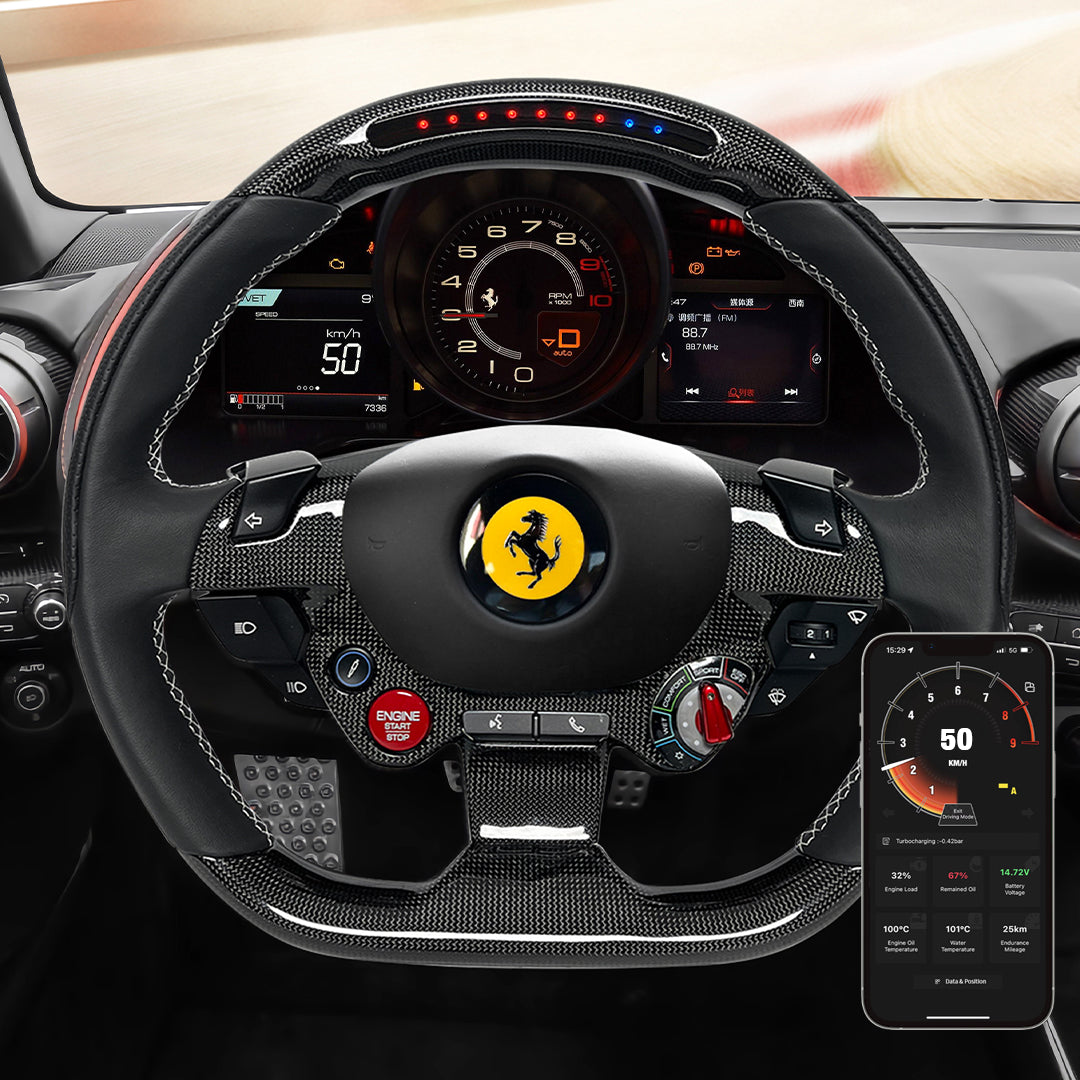 Ferrari Rpm Led Strip Ferrari 458 488 F12 Custom Carbon Fiber LED Steering Wheel ...