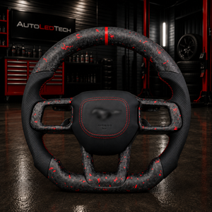 2024-2027+ Ford Mustang Custom Carbon Fiber LED Steering Wheel - AutoLEDTech.com