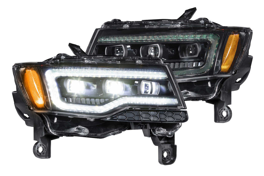 2014-2022 Jeep Grand Cherokee WK2 LED DRL Projector Replacement Headlights - Fits all models LED headlight kit AutoLEDTech Oracle Lighting Trendz Flow Series RGBHaloKits OneUpLighting Morimoto