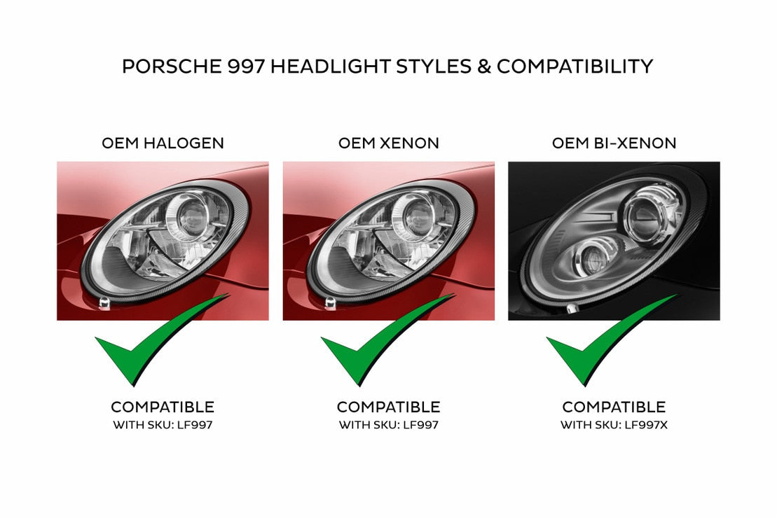 2005-2013 Porsche 911 997 Bi-LED DRL Projector Headlights (992 Facelift Replica)