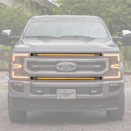 2020-2022 Ford Super Duty F250 Platinum White/Amber LED DRL XBG Grill Light Bar Inserts