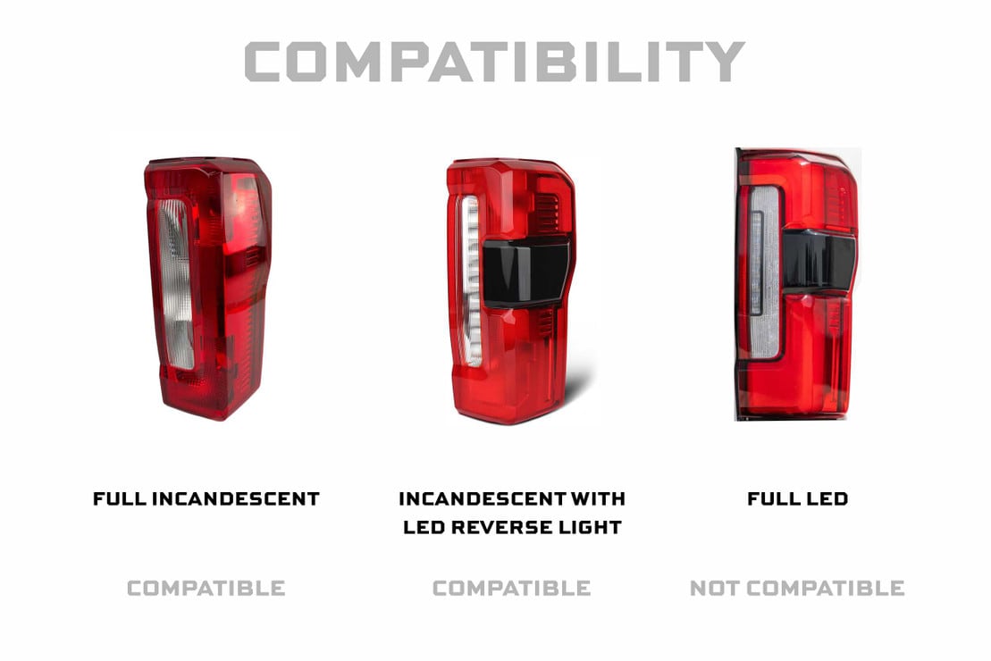 2023-2026+ Ford Super Duty F250 Red Smoked LED Tail Lights