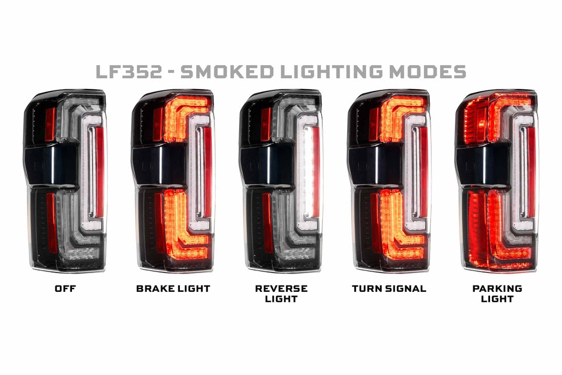 2023-2026+ Ford Super Duty F250 Red Smoked LED Tail Lights