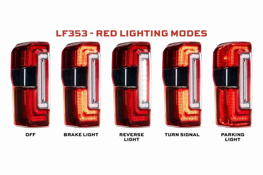 2023-2026+ Ford Super Duty F250 Red Smoked LED Tail Lights