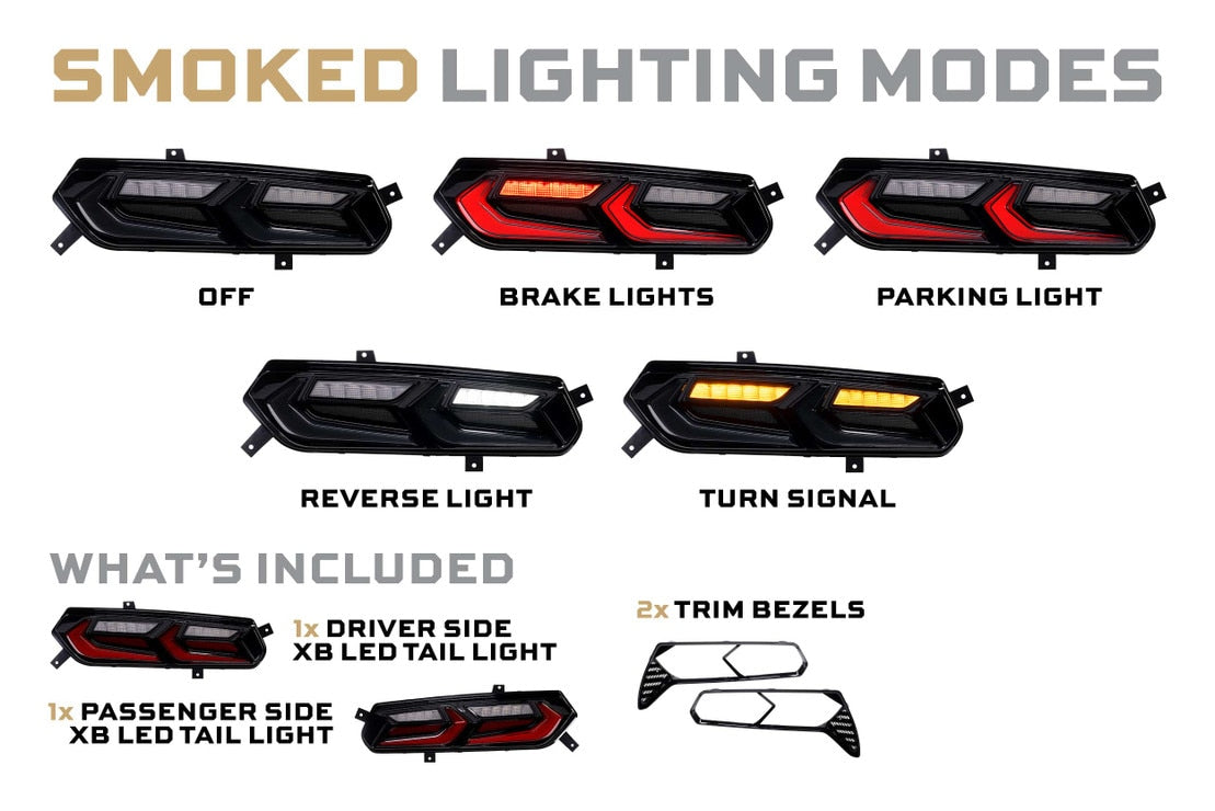 14-19 C7 Corvette Red Smoked XB LED Tail Lights Assemblies