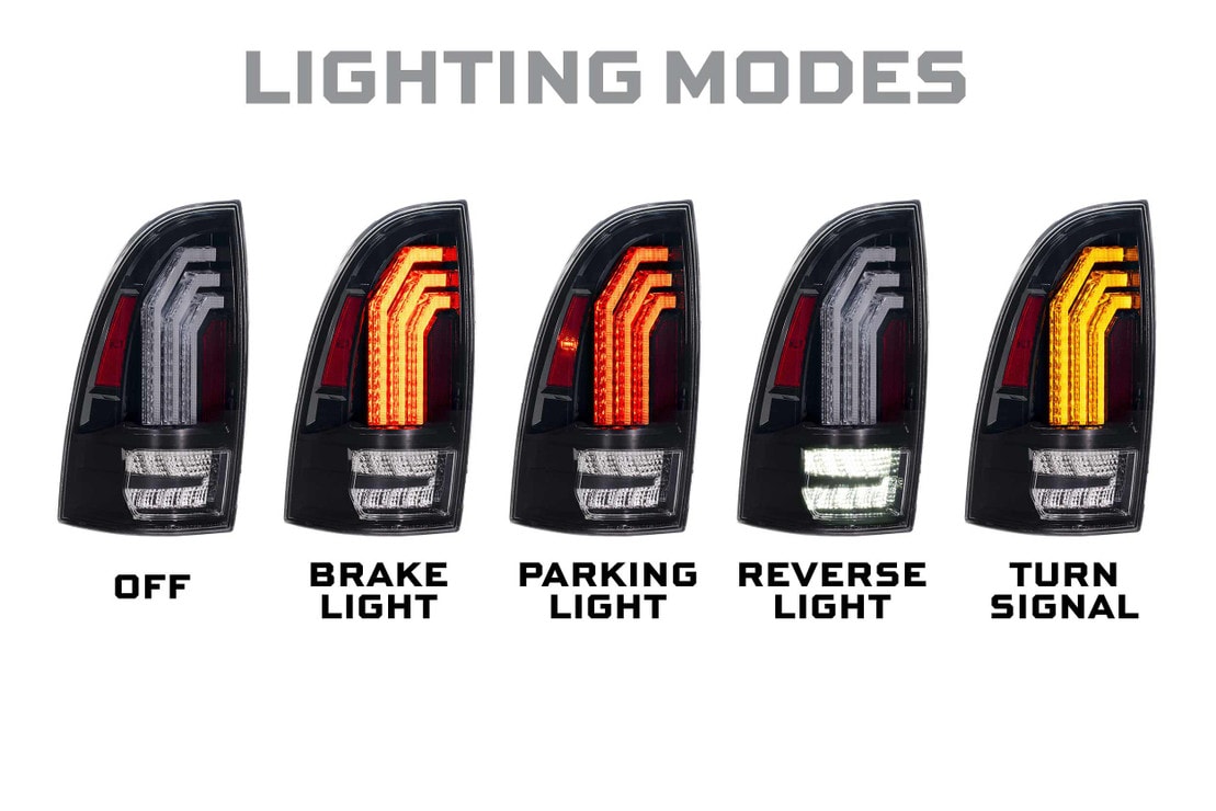 2005-2015 Toyota Tacoma Red Smoked LED Tail Lights - Fits all models