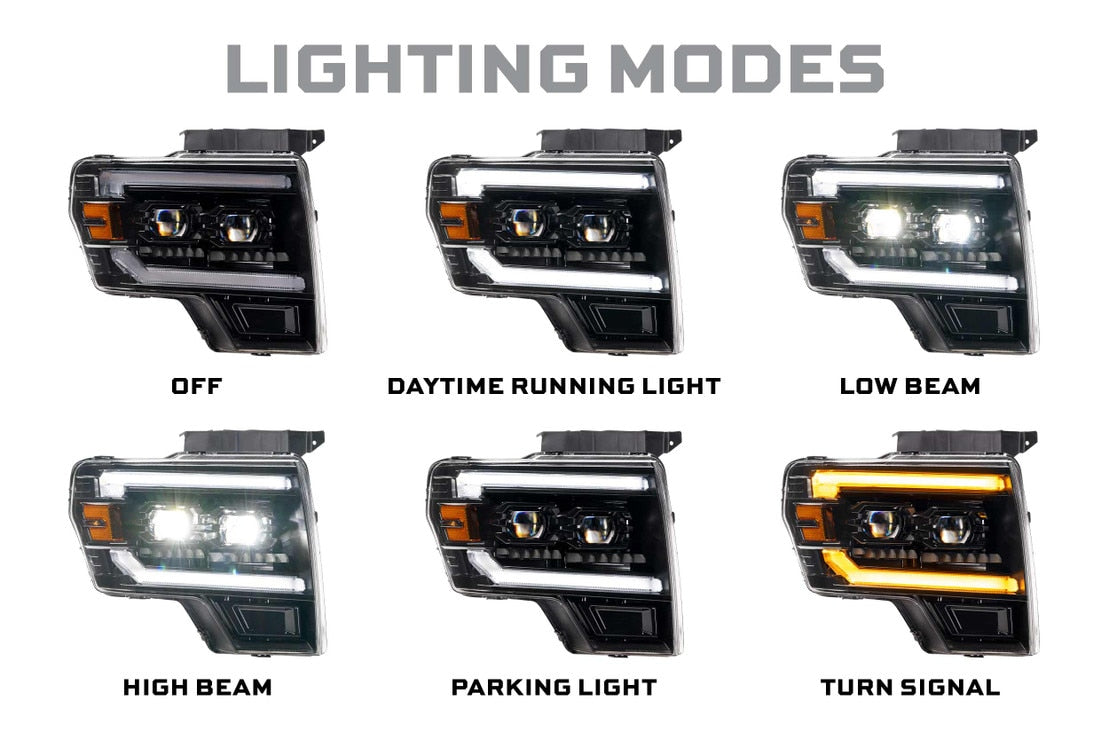 2009-2014 Ford F150/Raptor XB EVO LED DRL Projector Headlights - AutoLEDTech.com