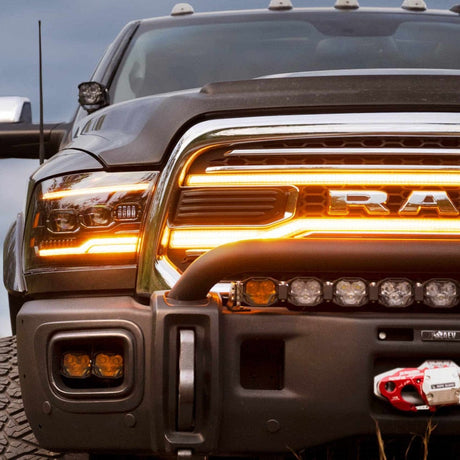 2013-2018 Dodge Ram White Amber LED DRL XBG Grill Light Assembly - AutoLEDTech.com