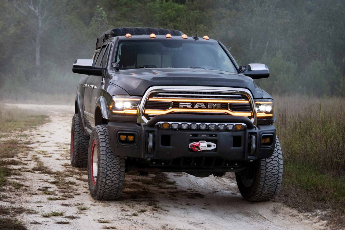 2013-2018 Dodge Ram White Amber LED DRL XBG Grill Light Assembly - AutoLEDTech.com