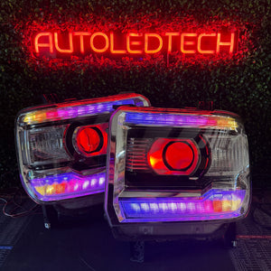 2014-2019 GMC Sierra HD RGBW Flow Series LED DRL Headlights