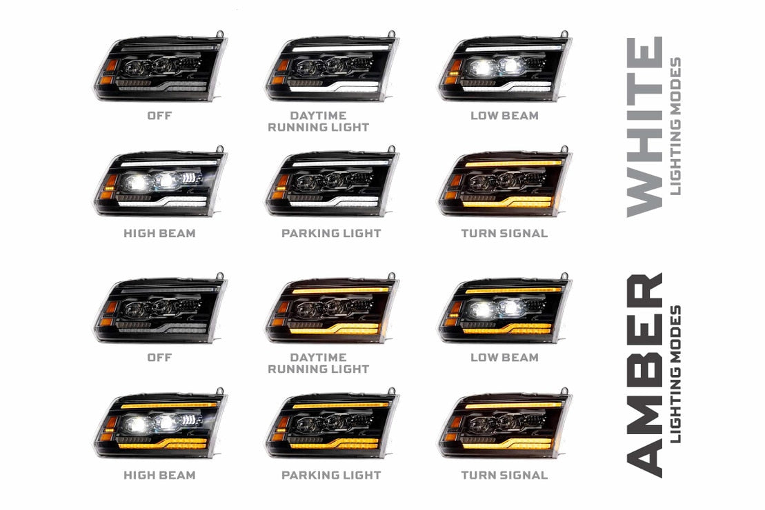 2009-2018 Dodge Ram XB EVO LED DRL Projector Headlights