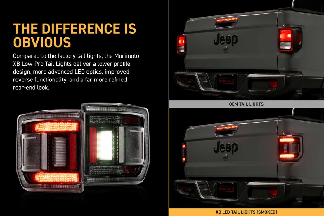 2020-2026+ Jeep Gladiator JT Smoked XB LED Tail Lights - Low Profile - AutoLEDTech.com
