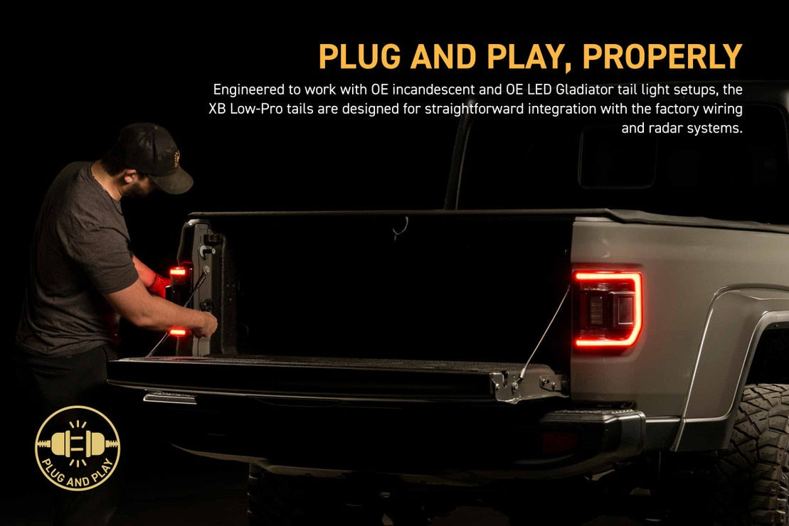 2020-2026+ Jeep Gladiator JT Smoked XB LED Tail Lights - Low Profile - AutoLEDTech.com