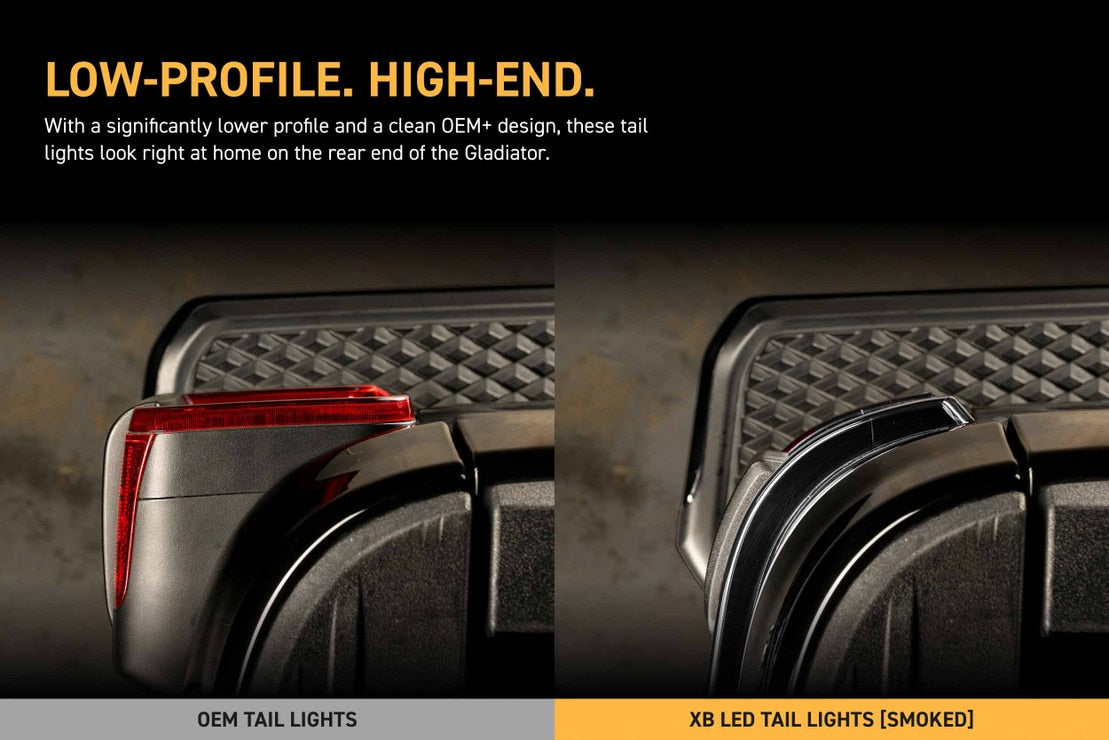 2020-2026+ Jeep Gladiator JT Smoked XB LED Tail Lights - Low Profile - AutoLEDTech.com