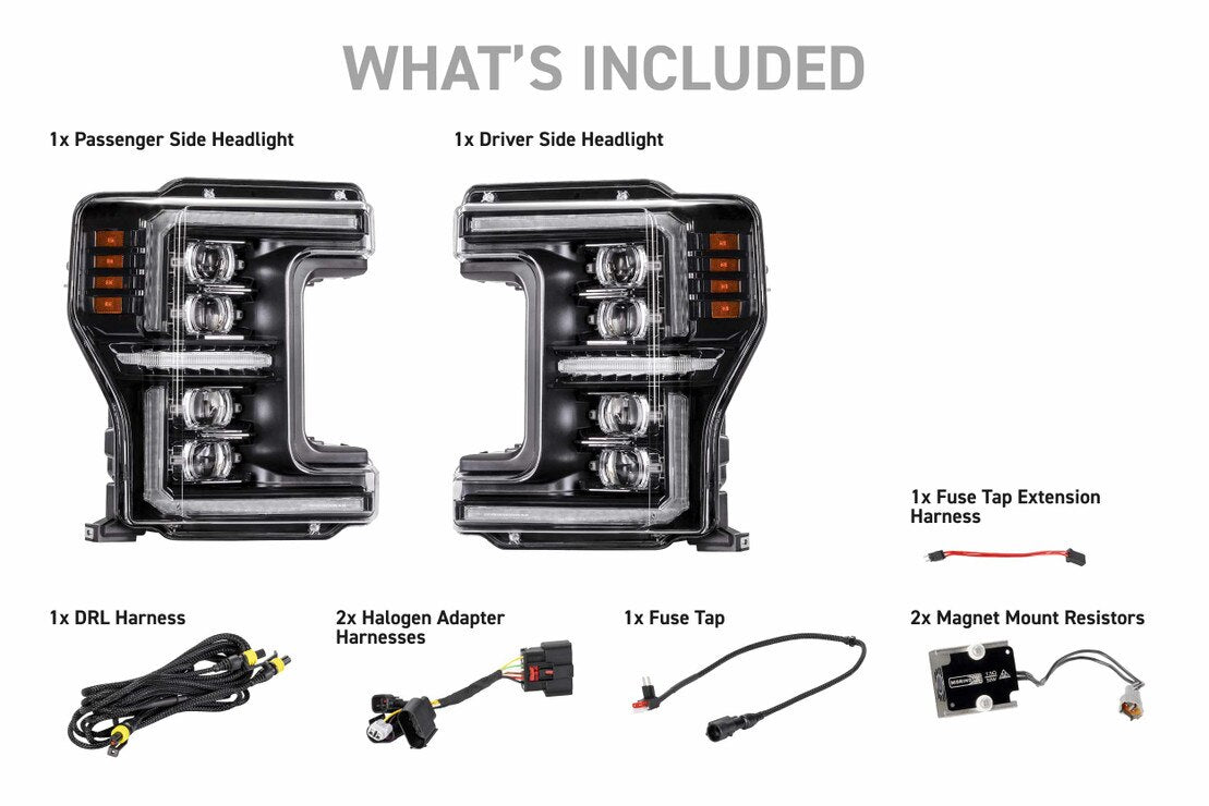 2017-2019 Ford Super Duty XB EVO LED DRL Projector Headlights - AutoLEDTech.com