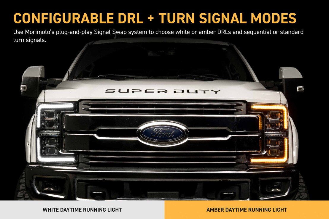 2017-2019 Ford Super Duty XB EVO LED DRL Projector Headlights - AutoLEDTech.com